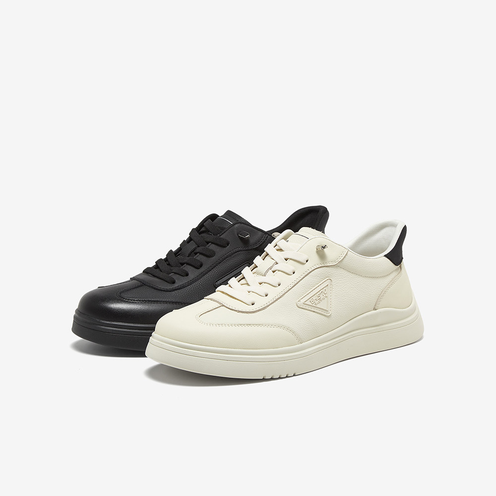 百思图2025春季商场新款小白鞋运动板鞋男黑色休闲男鞋15029AM5