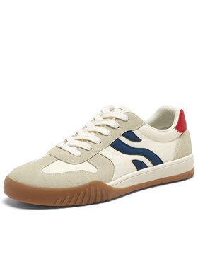 百思图2025春季新款百搭复古户外运动德训鞋平底男休闲鞋24173AM5