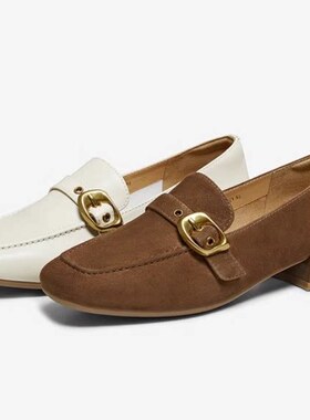 百思图2026春季新款乐福鞋时尚通勤粗跟女单鞋C7251AA6