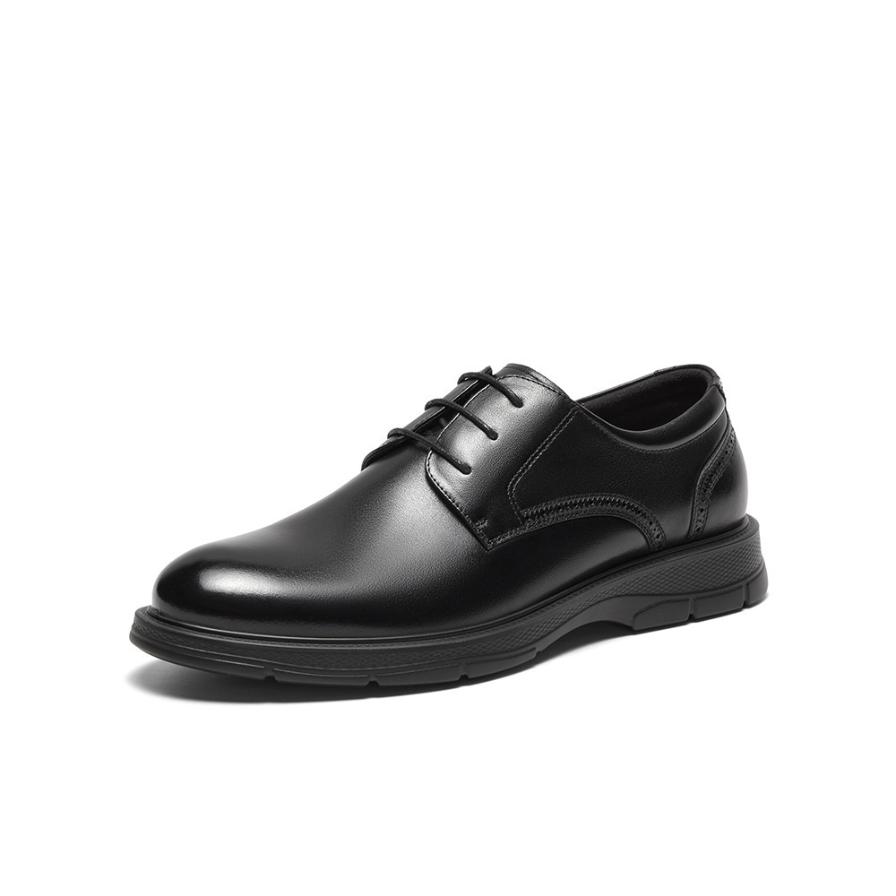 百思图2024春季厚底男休闲皮鞋