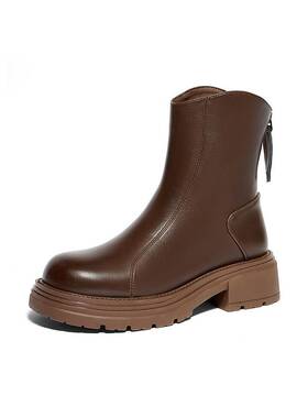 森达弹力靴女子2024年冬季新款商场同款显瘦厚底休闲短靴XFG01DD4