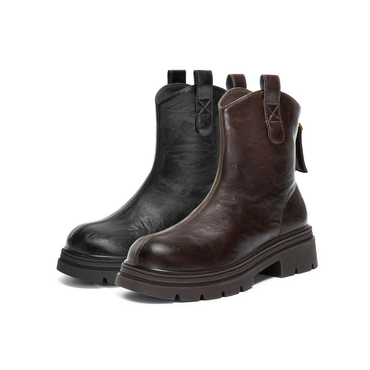 专柜正品百丽弹力靴女2025冬新商场同款粗跟增高弹力短靴E5E1DDZ5