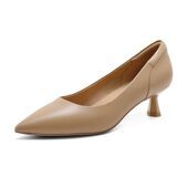 BELLE百丽单鞋 2025春尖头浅口羊皮细跟百搭休闲女鞋 C1U1DAQ5