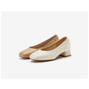 优雅粗跟油蜡羊皮软底单鞋 新款 AMK26AQ6 女2026春季 Bata浅口单鞋