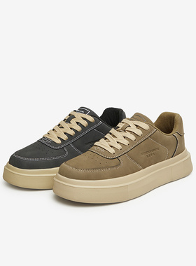 百思图2024春季新款时尚休闲运动板鞋厚底圆头男休闲鞋S886DAM4