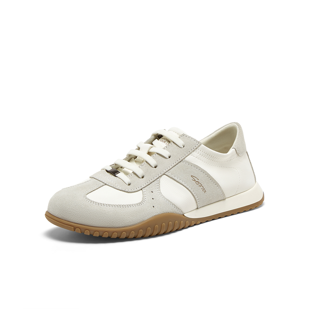 百思图2025春季商场新款透气复古运动德训鞋平底男休闲鞋L589DAM5