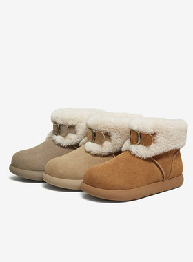 百思图2025冬季新款时尚加绒保暖雪地靴毛毛鞋女厚底短靴L3728DD5