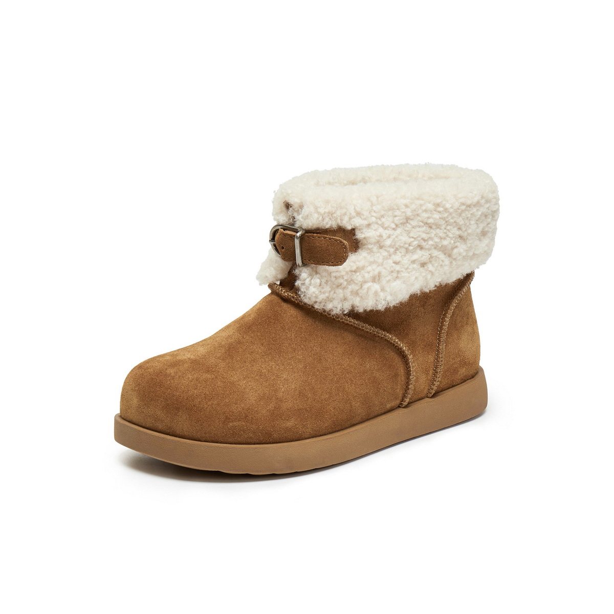 百丽毛毛靴厚底翻毛雪地靴女靴新款加绒保暖棉鞋休闲短靴B2828DM5