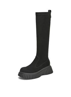 Tata他她厚底显瘦长筒靴女靴子气质瘦瘦靴弹力靴2024冬新CAC02DG4