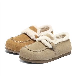 森达小太阳牛皮毛毛鞋女25冬新加厚毛绒保暖内雪地靴XSS01DM5