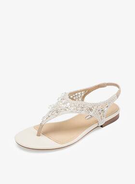 73hours女鞋托斯卡纳2025夏新款编织夹趾平底罗马女凉鞋AAH47BL5