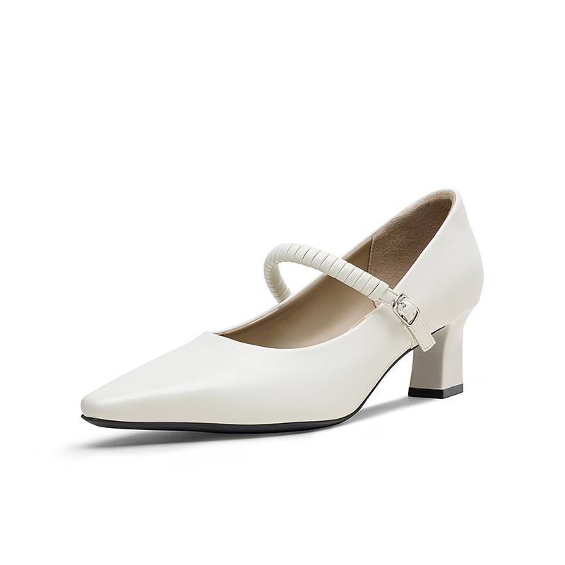 百思图2025秋季商场新款气质玛丽珍鞋高跟鞋尖头女单鞋B2619CQ5