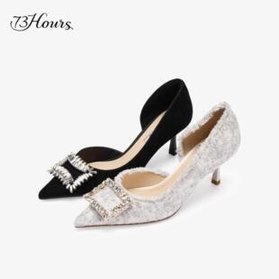 女浅口单鞋 73hours女鞋 尖头细跟黑色高跟鞋 新款 递进浪漫2026春季