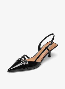 73hours女鞋都市光影2025春款包头后空凉鞋尖头女高跟鞋AAH08AH5