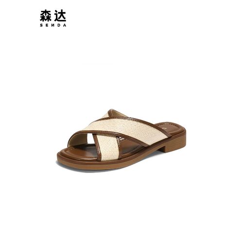 专柜正品森达一字拖女款2025夏新居家外穿休闲凉拖鞋ZTG66BT5