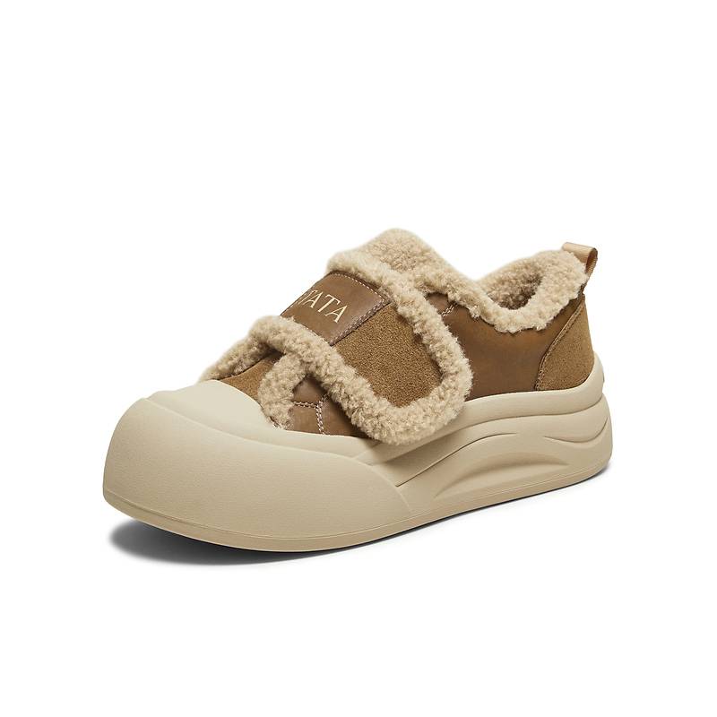 TATA他她棉鞋女大头面包鞋松糕加绒毛毛板鞋CHH01DM5