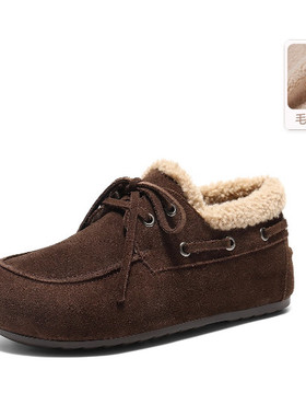 百丽复古勃肯鞋女2026春新商场同款加毛保暖低跟休闲鞋F2Z1DAA6