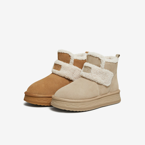 TATA他她雪地靴冬天鞋子厚底雪地毛毛靴防水防滑加绒棉鞋CJE01DD5