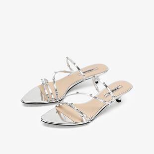 百搭不累脚高跟凉鞋 73hours女鞋 外穿半拖鞋 新款 柚子树下2025夏季