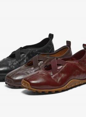 专柜拔佳2026春款女鞋羊皮书芭蕾舞玛丽珍豆豆底单鞋ABI22AA6