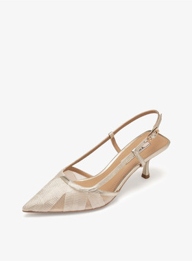 73hours女鞋节日碎片高跟2025春新款尖头欧若风细跟凉鞋AAG85AH5