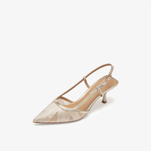 AAG85AH5 尖头欧若风细跟凉鞋 73hours女鞋 节日碎片高跟2025春新款