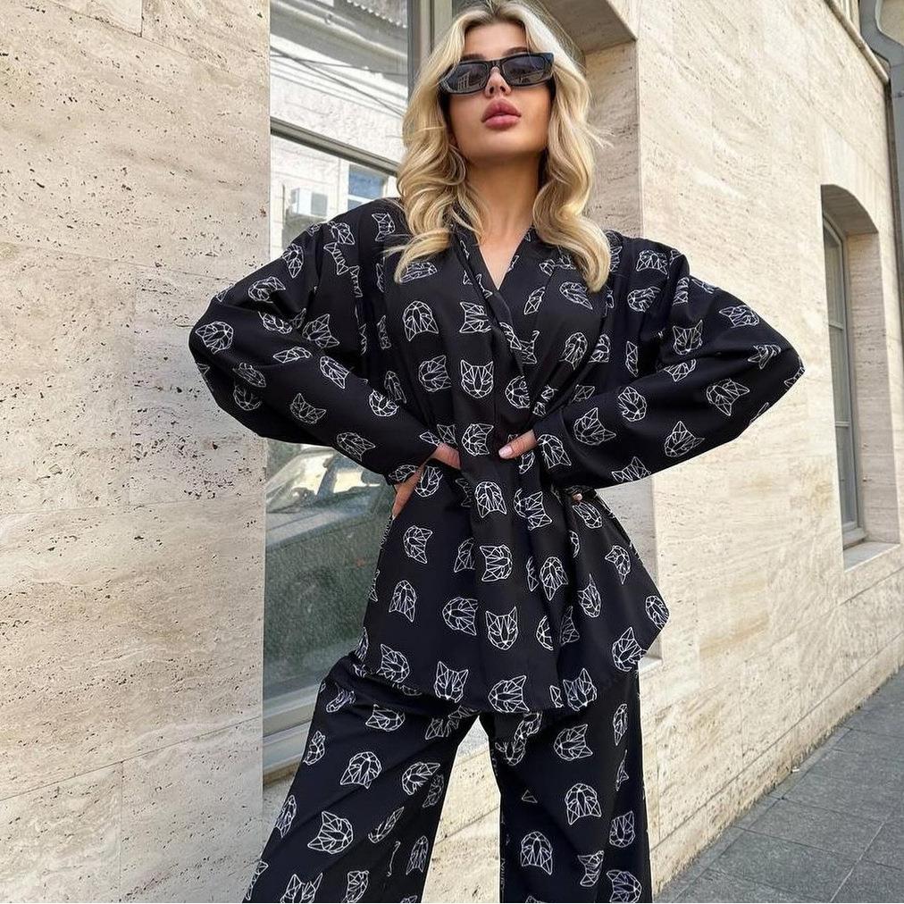 women for trousers waist high top long-sleeved loose