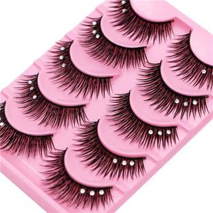 Cross Fiber Stalk Hard Diamond False Five Eyelashes