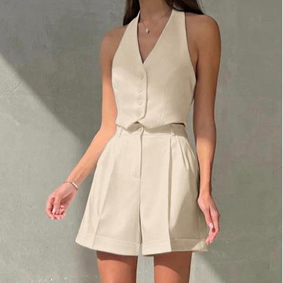 two-piece hot Commuter V-neck suit suit halter sleeveless