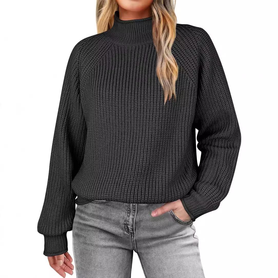 women for sweater sleeve long top sweater knitted collar
