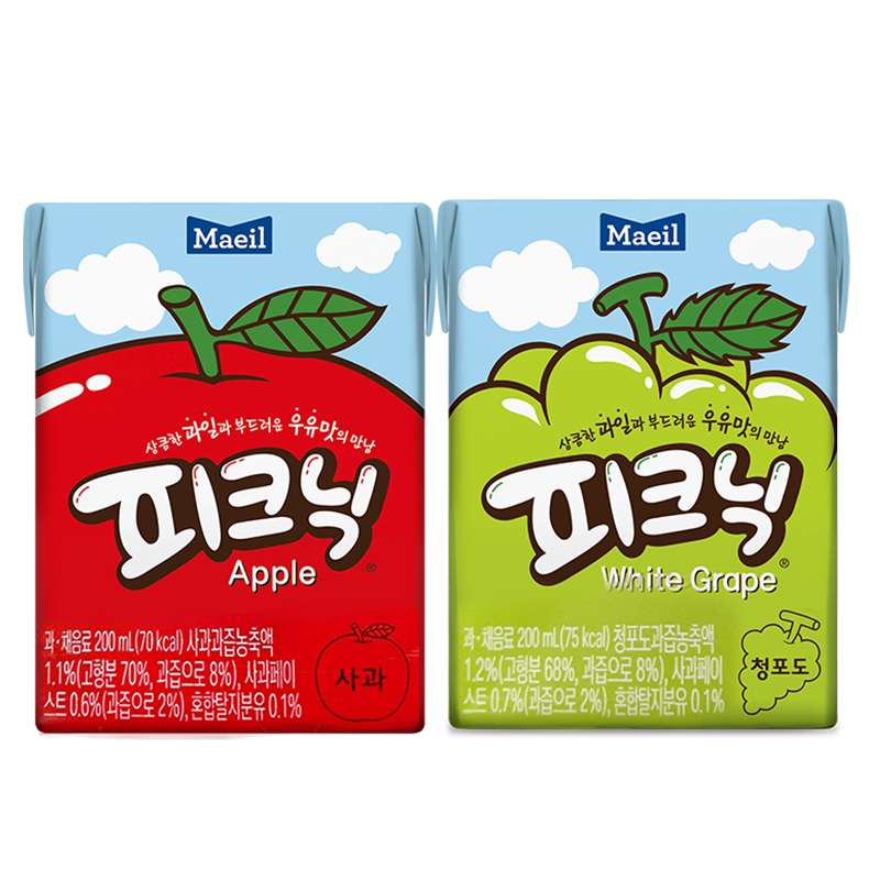 活动Maeil每日苹果葡萄汁低卡0脂轻断食儿童果汁饮料200ml*24盒