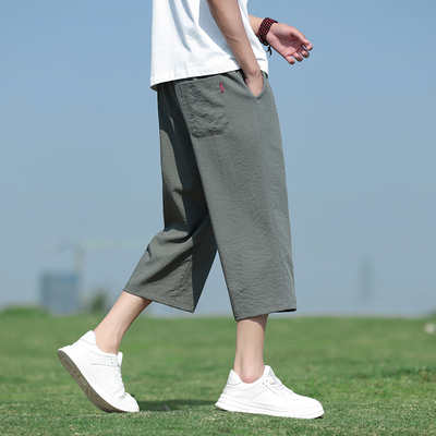 七分裤男夏季冰丝短裤中国风裤子