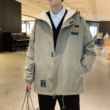羊羔毛外套男加绒加厚棉服男款冬季2024新款羊羔绒棉衣男士棉袄潮