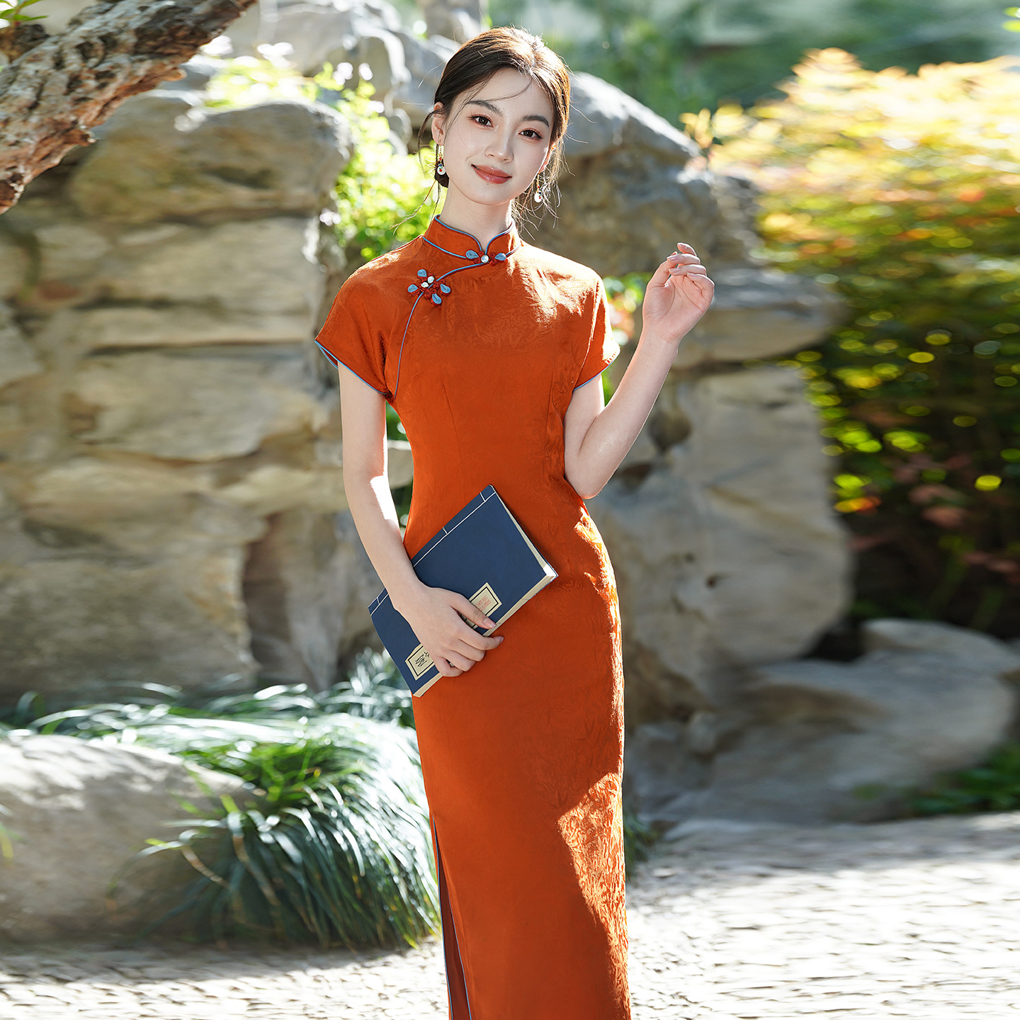 复古国风短袖绝美气质高端连衣裙