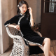 连衣裙 复古风气质高端性感显瘦中长款 黑色改良旗袍2026年秋季 新款