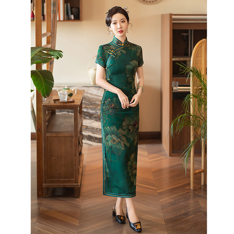 中式复古民国风老上海显瘦连衣裙