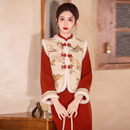 绝美改良旗袍马甲新款 拜年服套装 新年战袍日常穿 红色年轻款 新中式