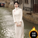 复古民国风长袖 气质高级感淑女范保暖优雅 加绒加厚旗袍2025年新款