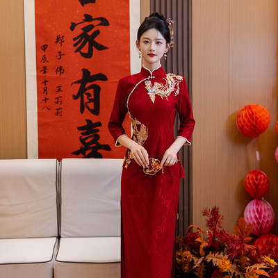 红色新娘中式结婚敬酒回门装