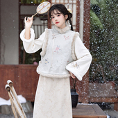 民国风温柔气质马甲半裙套装 加绒加厚日常可穿 长袖 2025年冬季 新款