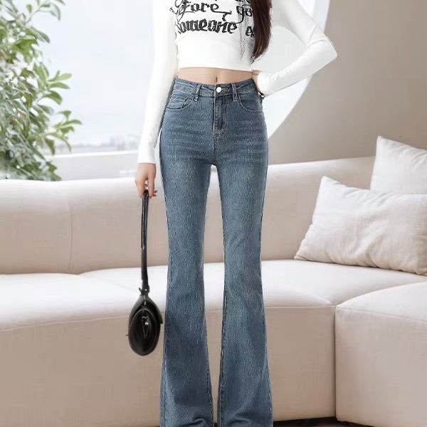 复古蓝微喇牛仔裤女2025新款秋