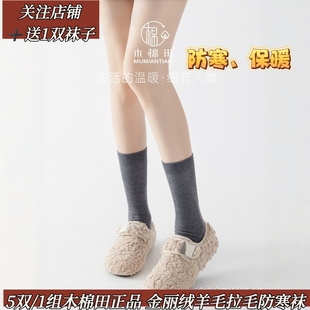 木棉田冬季加厚保暖羊毛女袜金丽绒拉毛袜子纯色长筒无骨女袜4161
