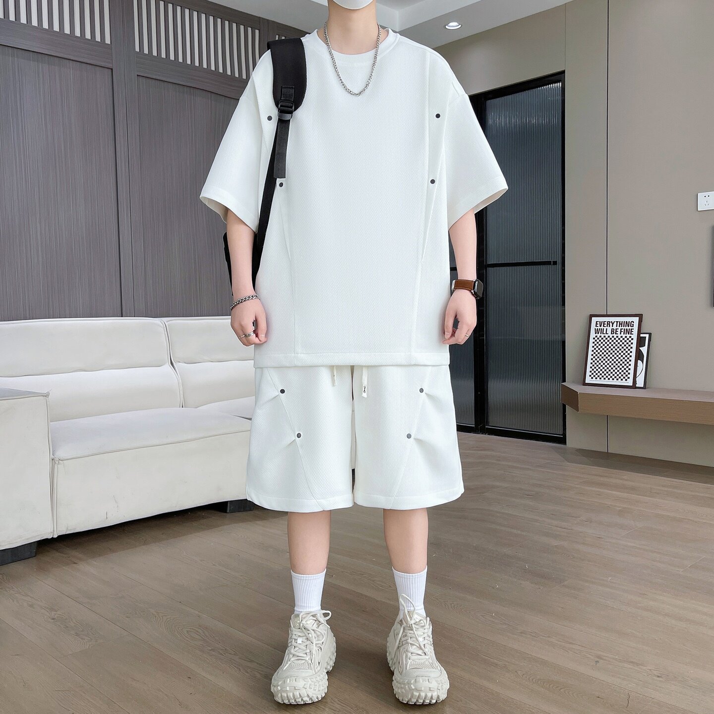 青少年夏季休闲运动套装男孩初高中学生短袖短裤帅气搭配一套夏装