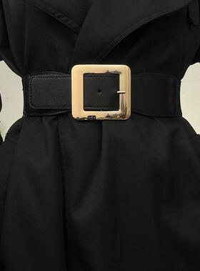 腰带女2026新款腰封百搭黑色休闲金色扣高级感针扣配毛呢大衣简约