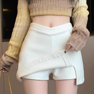 不规则开叉毛呢半身裙女秋冬2025