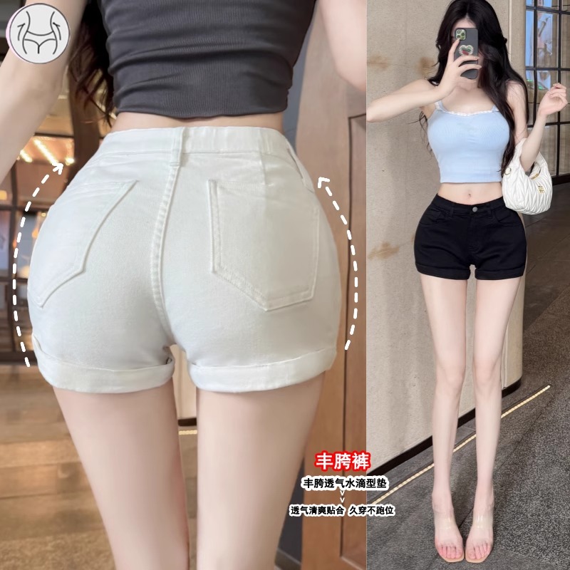 美式辣妹低腰丰胯牛仔短裤女夏季2025新款修身显瘦小个子百搭热裤