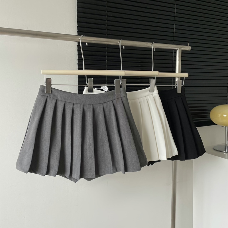 西装百褶裙半身裙高腰防走光短裙