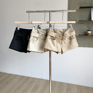 高腰显瘦小个子百搭热裤 美式 女秋冬2025新款 短裤 子 辣妹麂皮绒工装