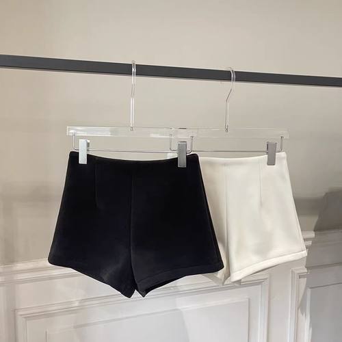 黑色高腰毛呢a字短裤女秋冬新款小个子显瘦百搭辣妹修身休闲热裤