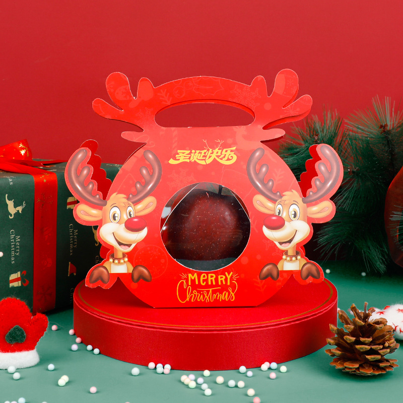 5pcs  Christmas Apple Box Handheld Apple Gift Box圣诞苹果盒
